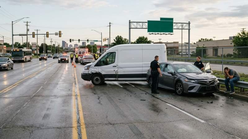 Fleet vehicle crash involving a commercial delivery van and passenger vehicle in Toledo, Ohio
