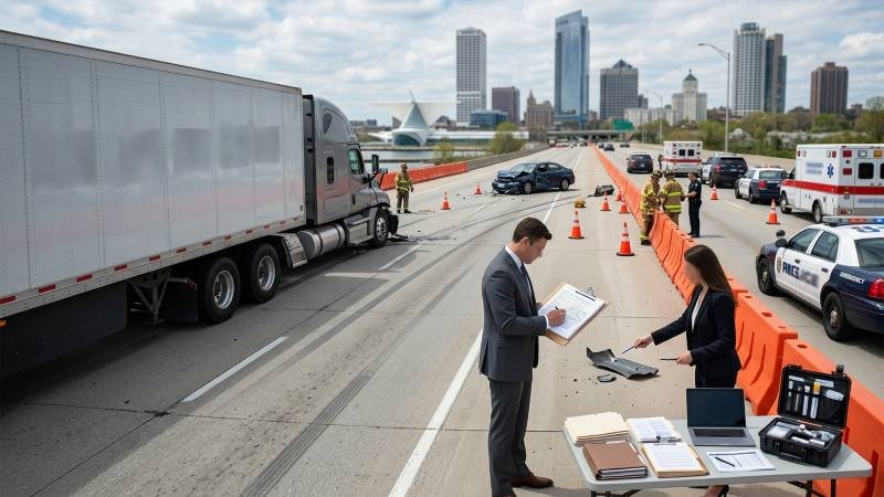 Truck accident claims involving a commercial truck and damaged passenger vehicle